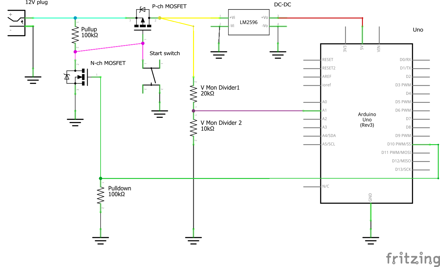 Schematic of the protection circuit Discharge protection schematic