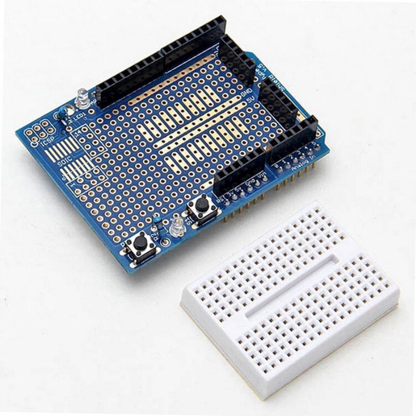 Shield with mini breadboard ProtoShield with breadboard